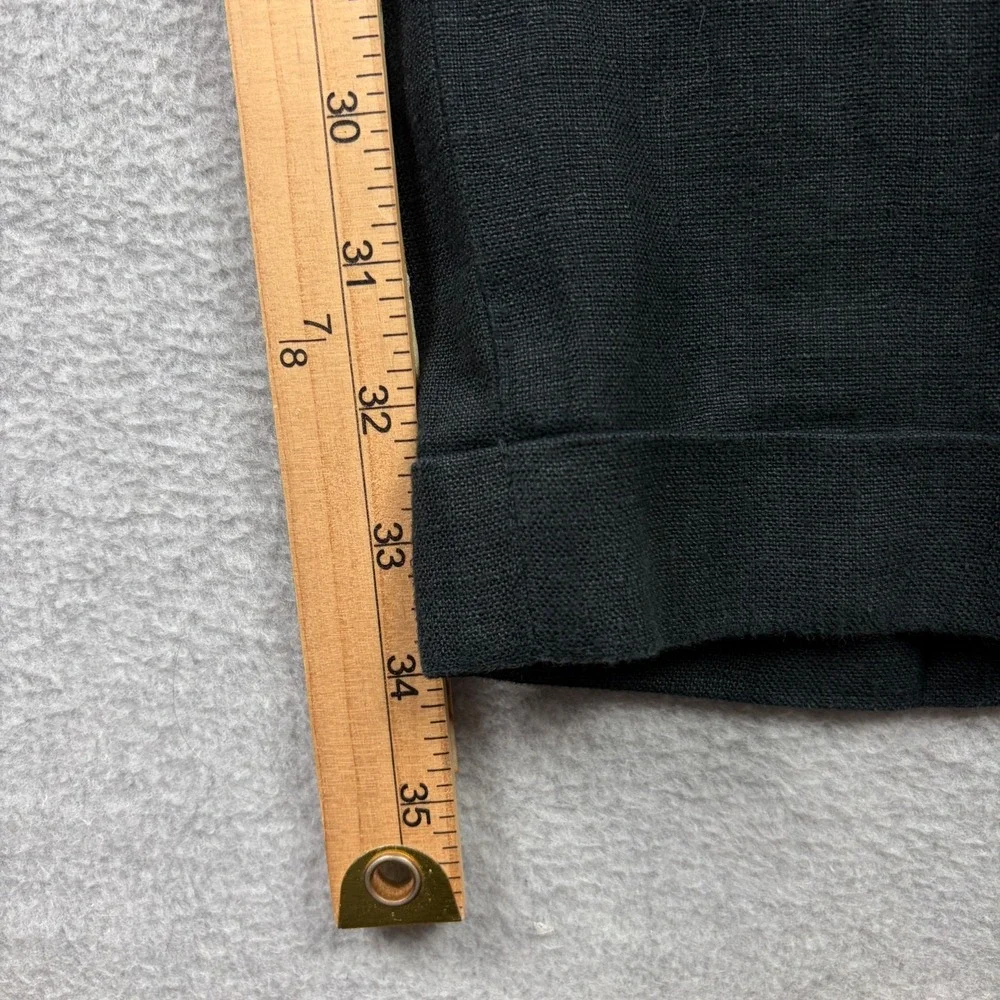 Polo Ralph Lauren Pants Mens 36x34 Black 100% Linen Pleated Cuffed High Rise Vtg